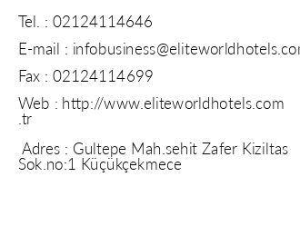 Elite World Business Hotel iletiim bilgileri